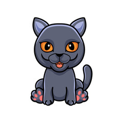 Cute british shorthair cat cartoon sitting
