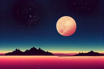 Naklejka premium Moon and stars beautiful background