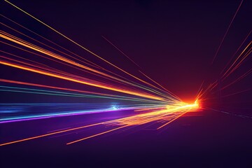 Fototapeta na wymiar 3d render of flash neon and light glowing on dark scene. Speed light moving lines.