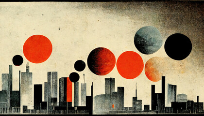 environmental pollution city buildings balloons red grey dust wallpaper background