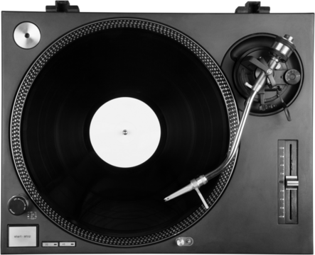 Top View of Turntable Playing Vinyl