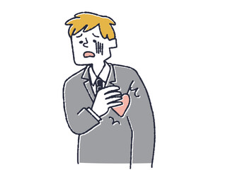 心臓がバクバクしている男性　病気の初期症状