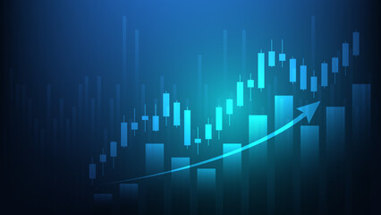 Economy situation concept. financial business statistics with candlestick chart show stock market
