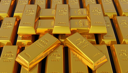 3d rendering of pure gold bullion very much on black background