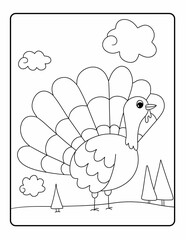 A Turkey Coloring Page in US Letter Format