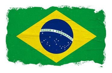 Abstract Brazil flag with ink brush stroke effect
