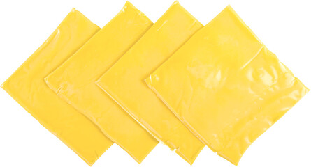 Four Slices of Processed Cheese - Isolated