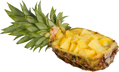 Whole pineapple bowl with chunks in it