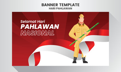 Selamat hari pahlawan nasional. Translation: Happy Indonesian National Heroes day. vector illustration