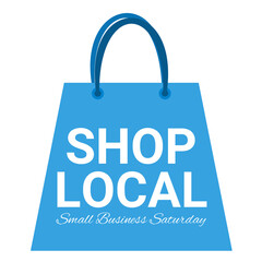 shopping bag icon with the words shop local small business saturday, shop local bag