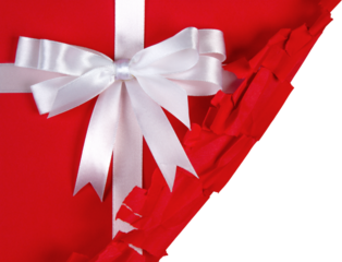 Christmas present with ribbon bow isolated on white background