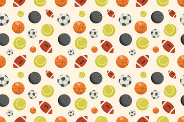 Sports balls seamless pattern. Sports balls pattern background.