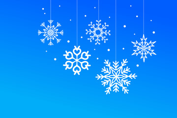 Christmas snowflake decoration. Winter background with snowflakes and snow, design elements illustration.