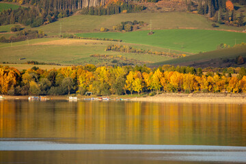 autumn landscape with lake and trees, Liptovská Mara, Liptov, Slovakia