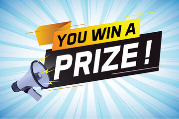	
you win prize word concept vector illustration with megaphone and 3d style for use landing page, template, ui, web, mobile app, poster, banner, flyer, background, gift card, coupon, wallpaper
