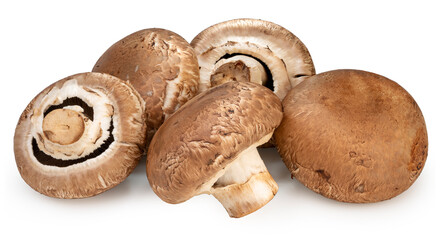 Fresh White champignon mushroom isolated background, White champignon mushroom on white With work path.