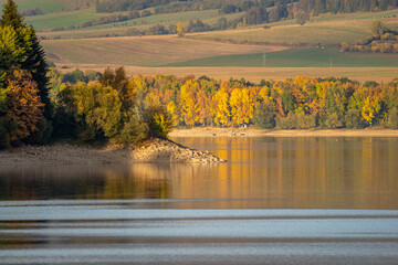 autumn landscape with lake and trees,  Liptovská Mara, Liptov, Slovakia