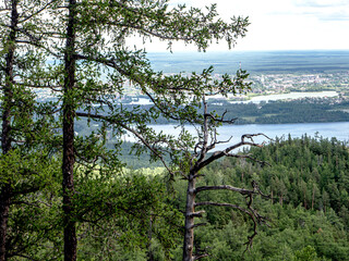 Obraz premium beautiful view of the wooded Ural mountains