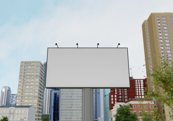Obraz premium 3D mockup blank billboard in downtown rendering