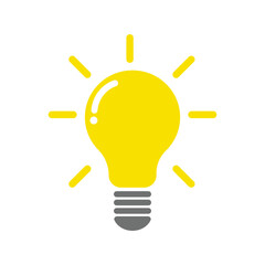 glowing yellow light bulb on a white background. vector eps 10