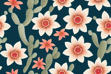 Summer cartoon seamless cactus floral pattern for clothes print and kids fabrics wrapping paper and accessories and notebooks and fabrics