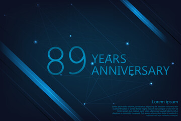 89 years anniversary geometric banner. Poster template for celebrating anniversary event party. Vector illustration