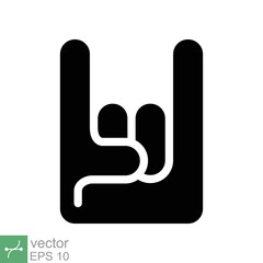 Rock on concert gig hand gesture icon. Simple solid style. Hardcore, heavy metal, music, punk sign concept. Glyph vector illustration symbol isolated on white background. EPS 10.
