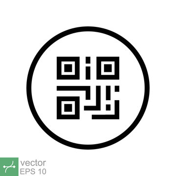 Scan qr code icon. Simple flat style. Scanning black round qr badge on mobile application, barcode, digital identification concept. Vector illustration symbol isolated on white background. EPS 10.