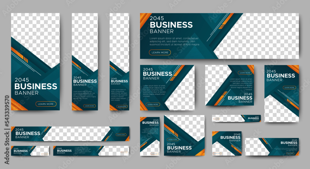 Poster business banners design web template set, horizontal header web banner. modern cover header backgrou