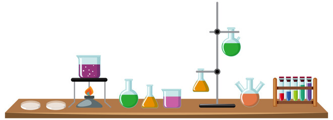 Science experiment tools cartoon