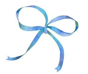 Christmas decor bow painted by watercolor