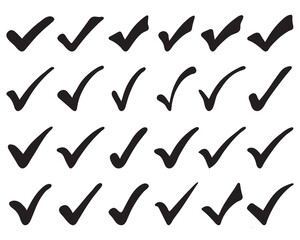 Check mark icon isolated elements on white background. Black check mark icon. Confirmation mark. 