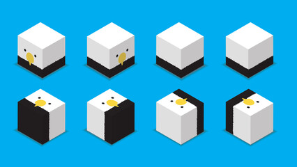 Animal Dice 3D Characters Animal Bald Eagle Cartoon Vector