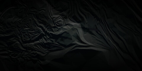 Fototapeta premium Dark black crumpled paper texture background. black crumpled and top view textures can be used for background of text or any contents.