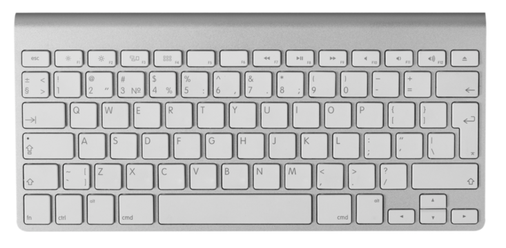 BUCHAREST, ROMANIA - JAN 7, 2015 Close up of the typical Mac Keyboard of an Apple wireless Computer