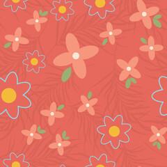 Flower Floral Colorful Country Style Seamless Pattern for Textile.