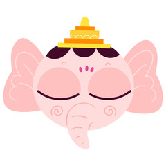 Peaceful Ganesha emoji vector illustration in flat color design