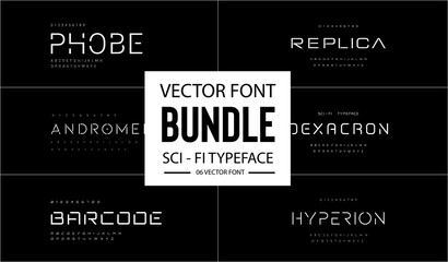 Set of Modern futuristic sci-fi vector font. future space style typeface . Minimalist style letters for logo, headline, poster, music or movie cover . vector ilustration   © rahmad creative