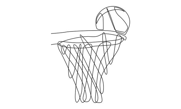 recommend clip art: continuous line art of basketball