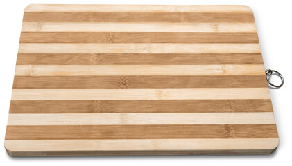 Wooden cutting board isolated on a white background