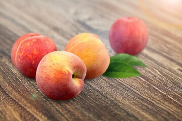 Fresh Yellow Peach fruit on the desk