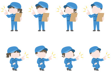 点検作業を行う作業員のイラストセット