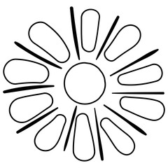 Zinnia flower vector illustration in line stroke design