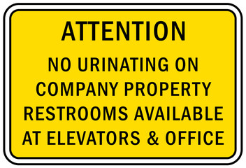 No urination on property warning sign