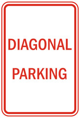 parking lot garage sign and label diagonal parking