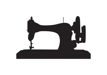 Sewing machine silhouette vector isolated on white. Manual tailoring machine icon.