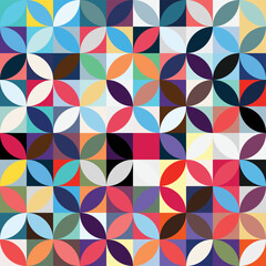 Geometric Circle shape Bauhaus pattern. Vector design and modern colorful art. Abstract Bauhaus design pattern. 