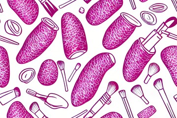 Simple seamless pattern with lips. 2d illustrated contour illustration for beauty salon, cosmetics. - obrazy, fototapety, plakaty