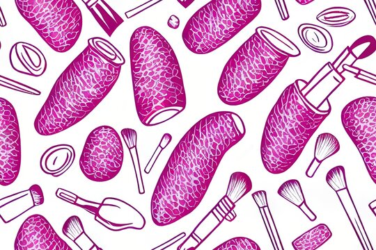 Simple seamless pattern with lips. 2d illustrated contour illustration for beauty salon, cosmetics.