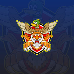 Tiger and duck esport logo mascot